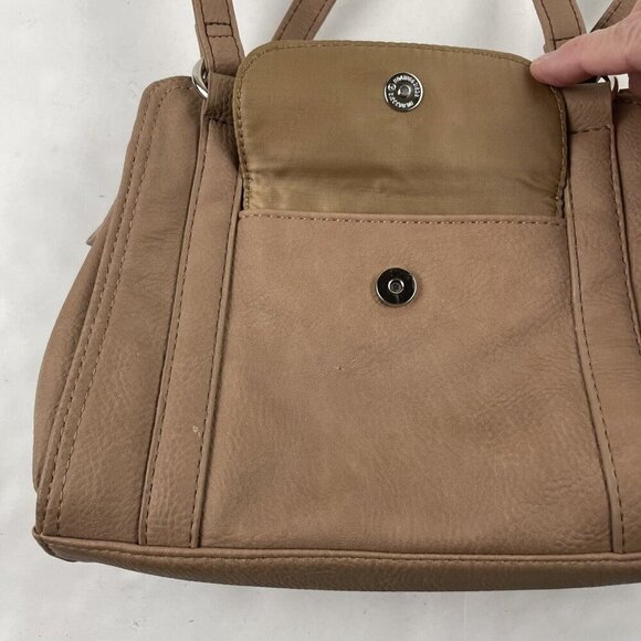 MULTI-SAC Purse Beige Double Handle Shoulder Bag Pebbled Faux Leather Medium - Picture 8 of 14